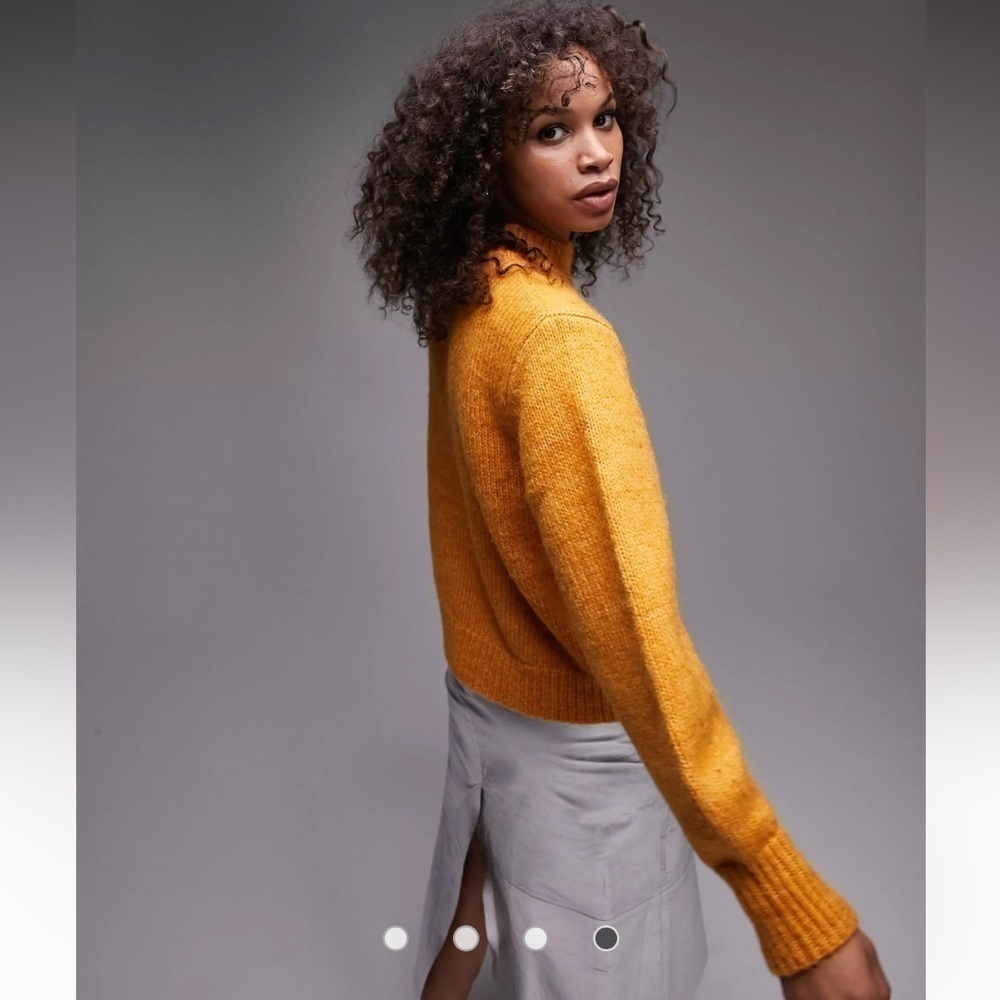 Topshop Tall knitted crew neck sweater in orange - Picture 4 of 8
